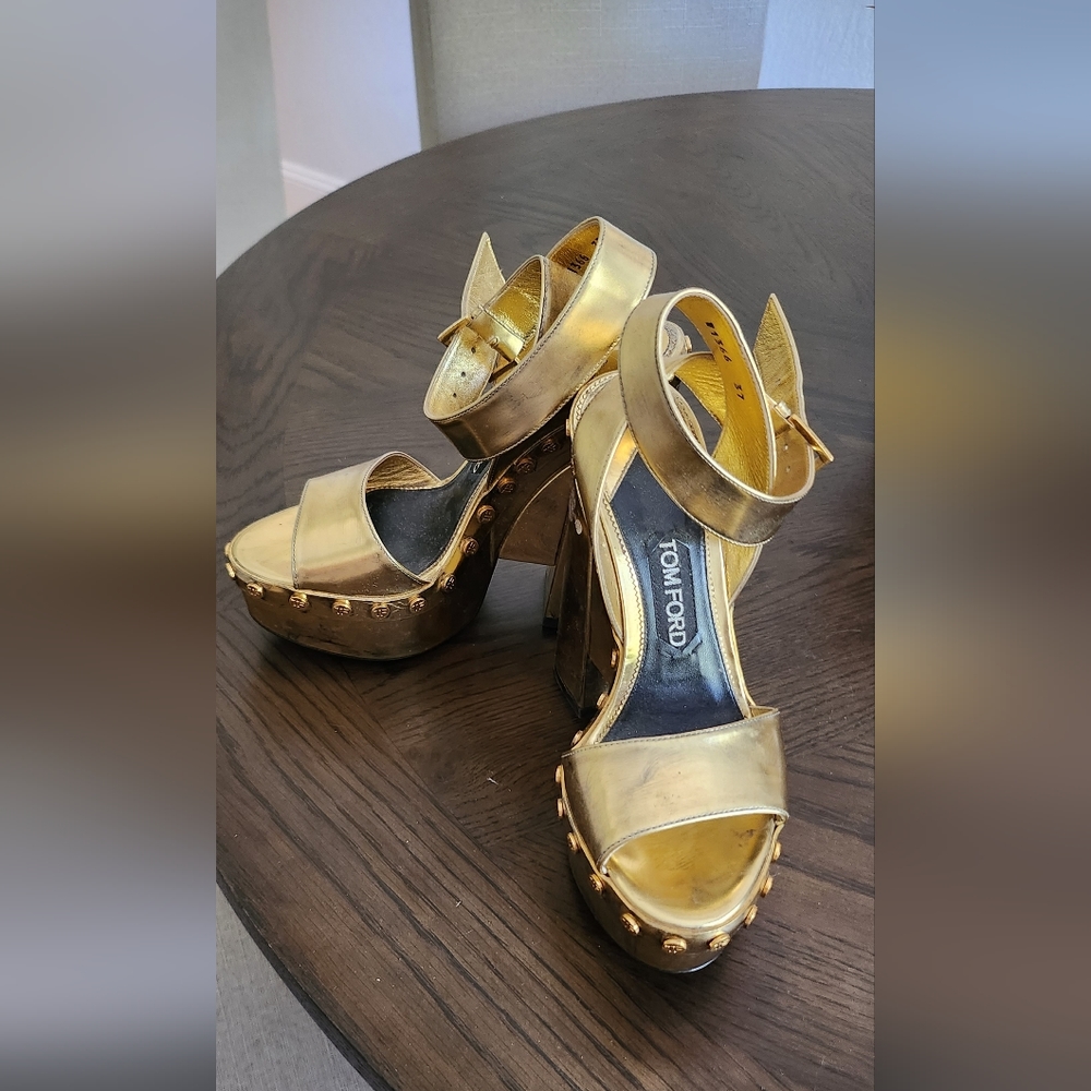 Tom Ford Gold Platform Heels *Look At All Pictures*